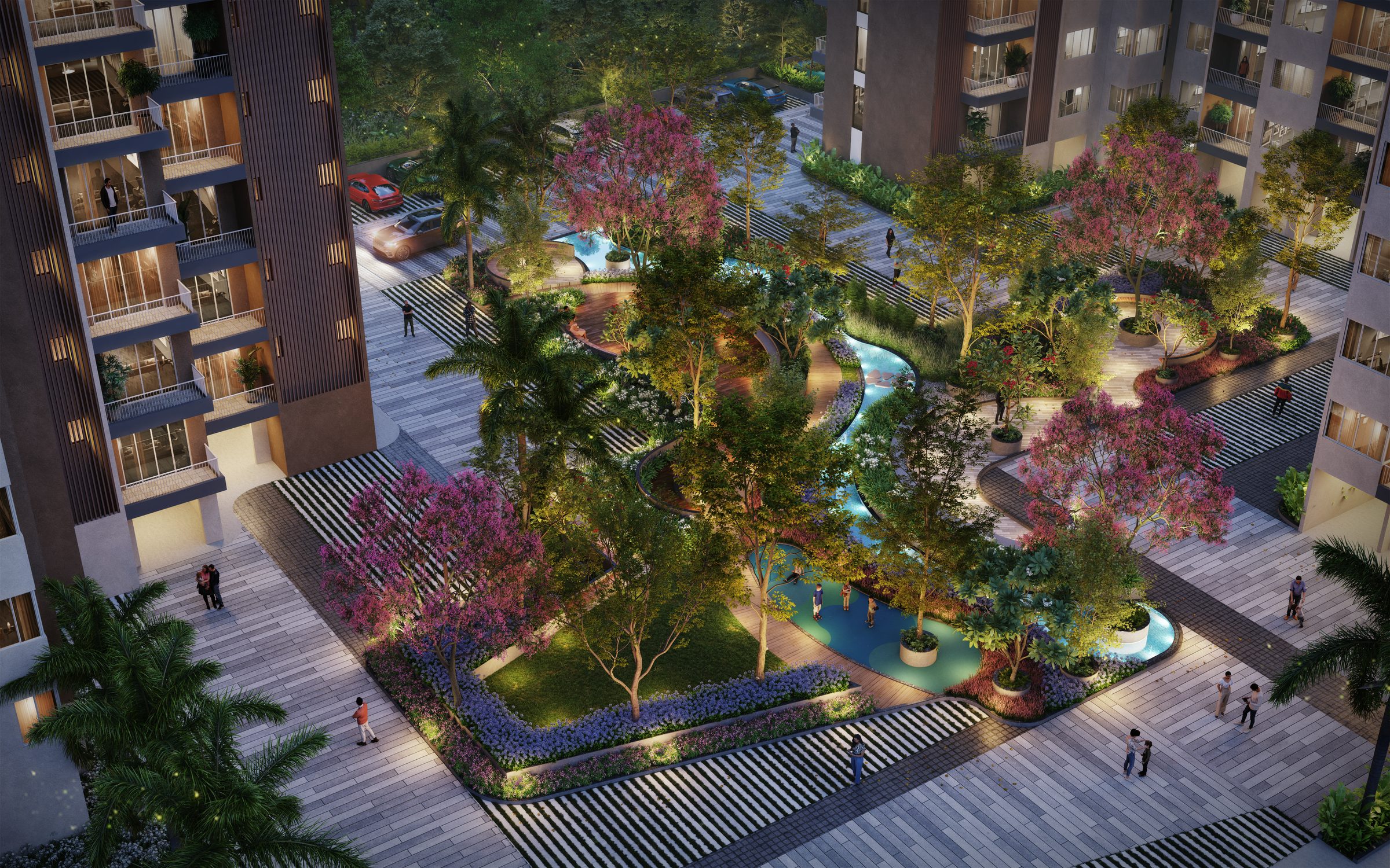 Ranka Ankura amenity area at dusk