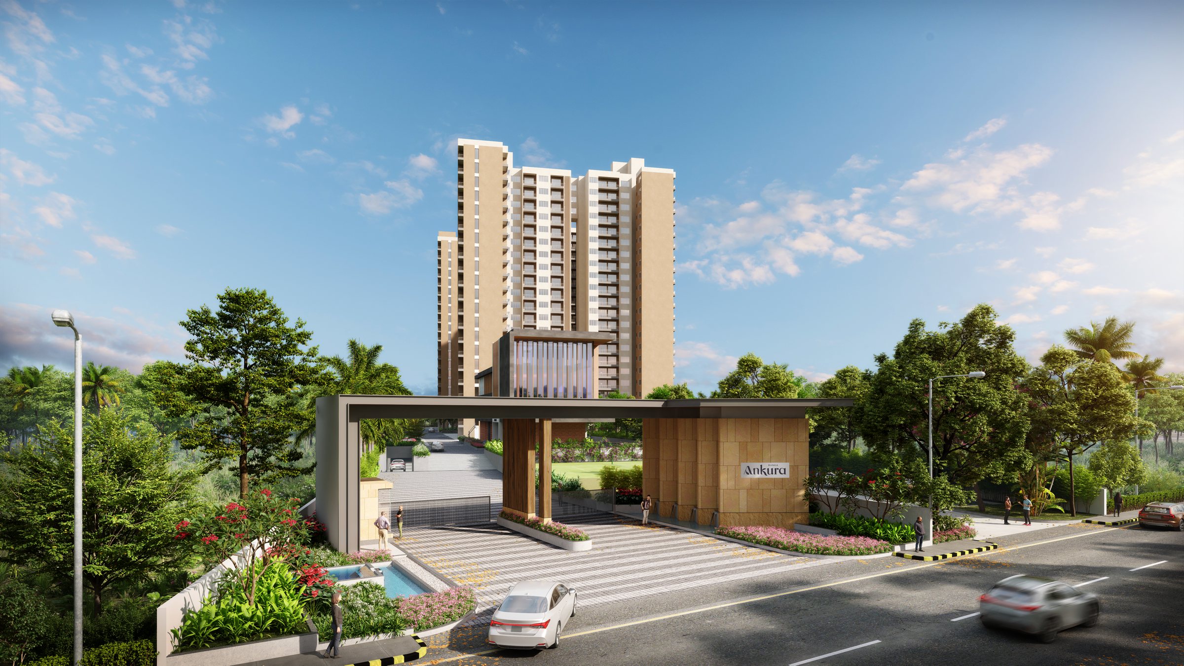 An official project render presenting the arrival experience at Ranka Ankura.