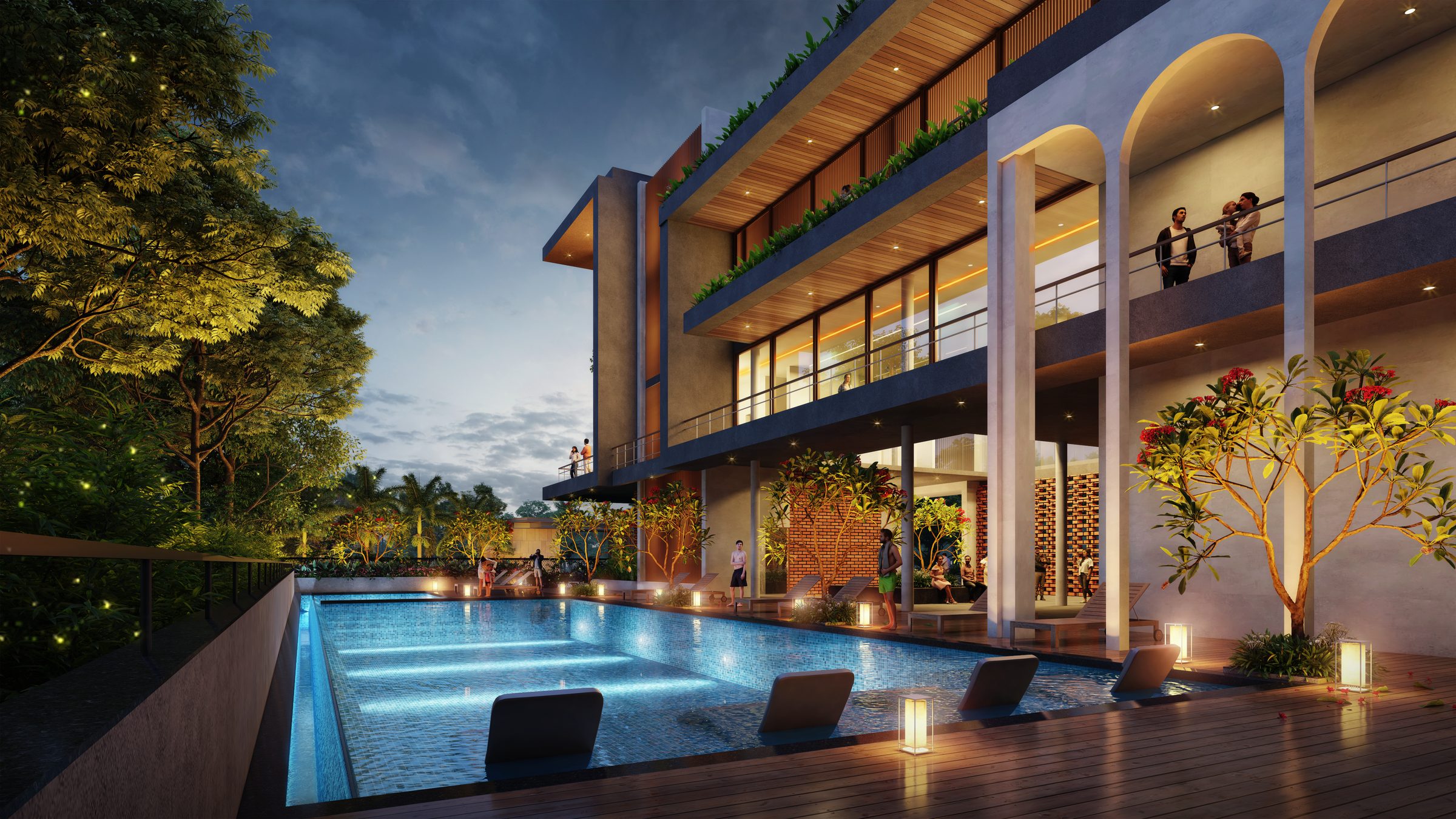 Ranka Ankura swimming pool at dusk